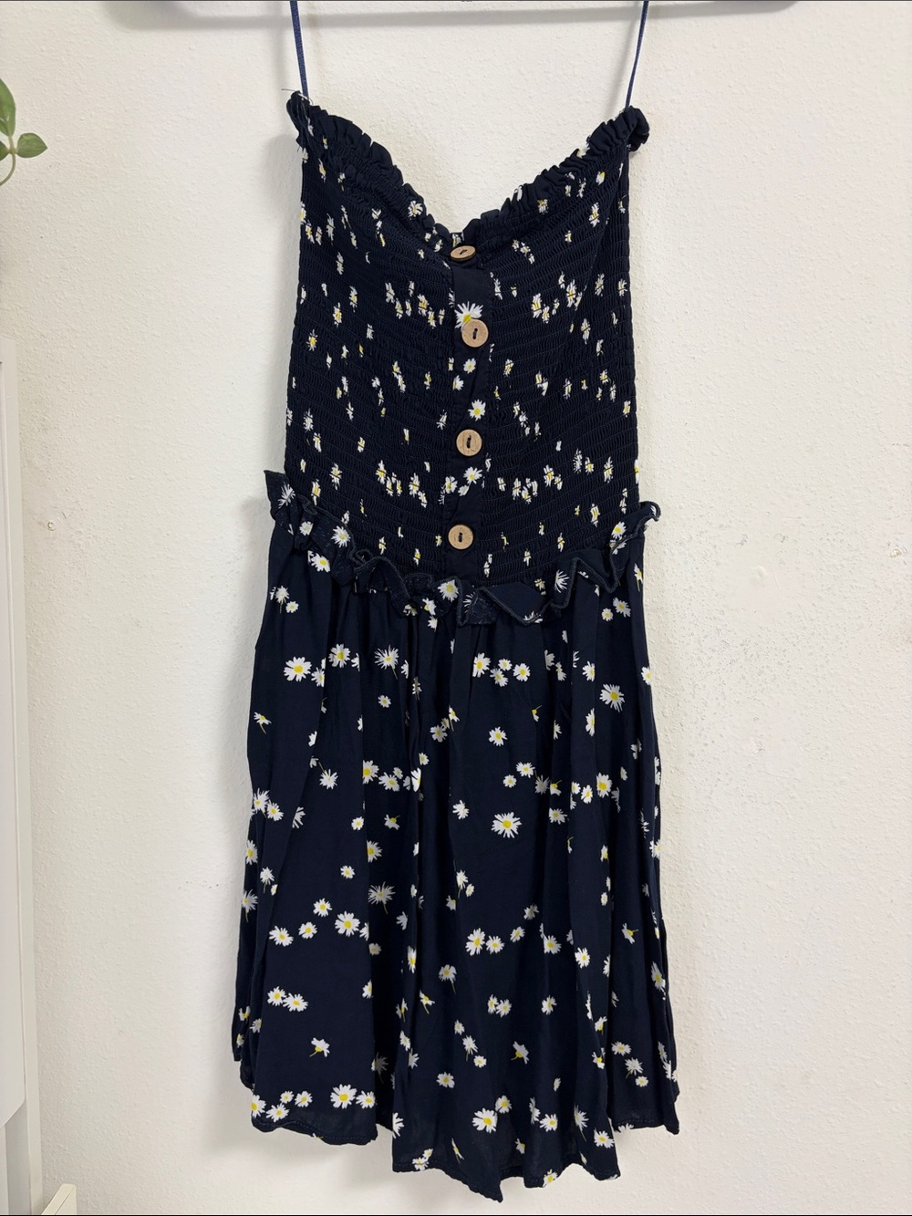 Ocean Drive Navy Strapless Daisy Print Sundress